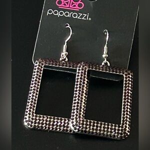 Paparazzi Silver and Dark Purple Earrings
